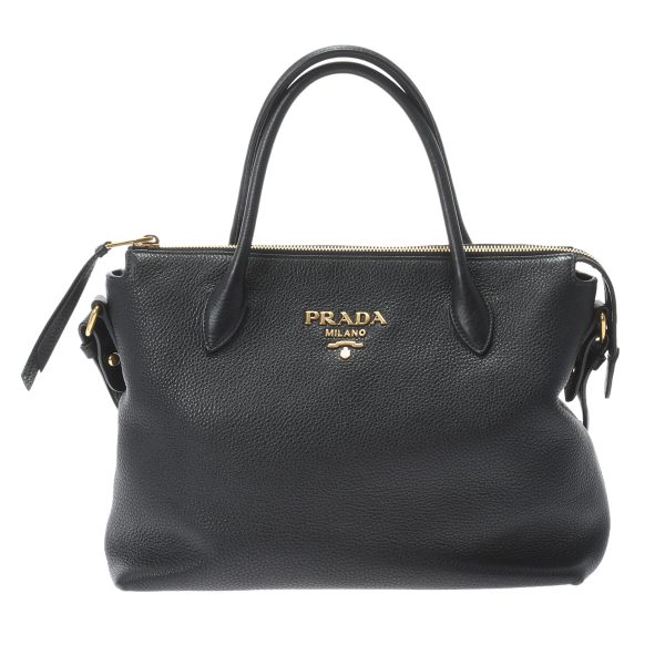 1 Prada Handbag Metal Fittings Leather 2way Bag Black