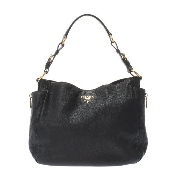 1 Prada Shoulder Bag Gold Hardware Leather Black