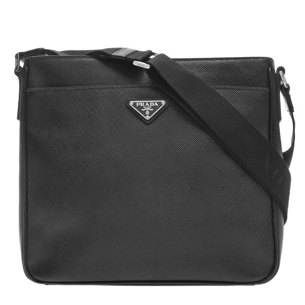 1 Prada Black Hardware Saffiano Shoulder Bag