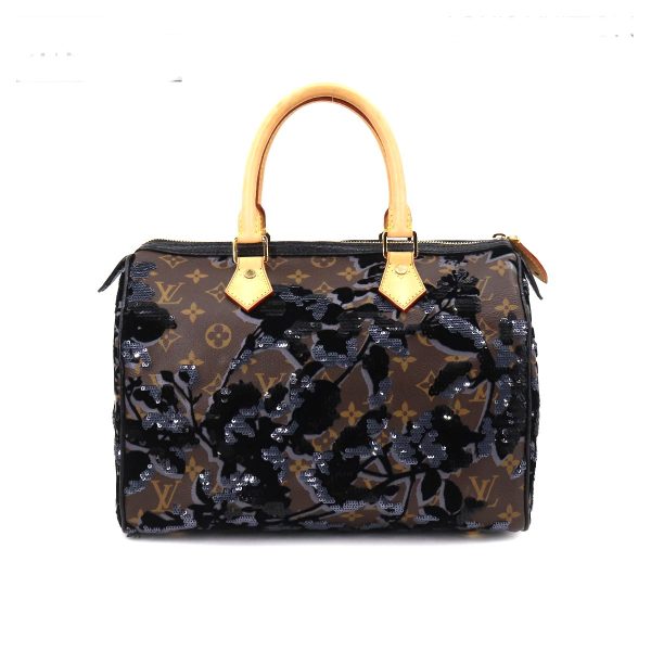 1 Louis Vuitton Monogram Fleur De Gees Speedy 30 Hand Bag Sequin Brown