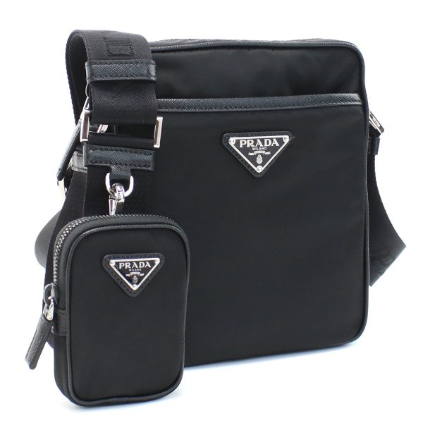 1 Prada Renylon Saffiano Pouch Triangle Logo Black