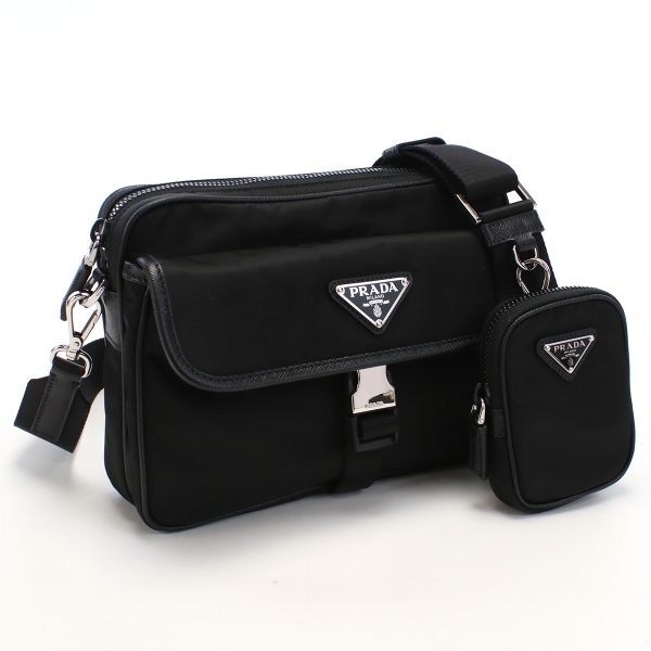 1 Prada Diagonal Shoulder Bag Triangle Logo Nero Black