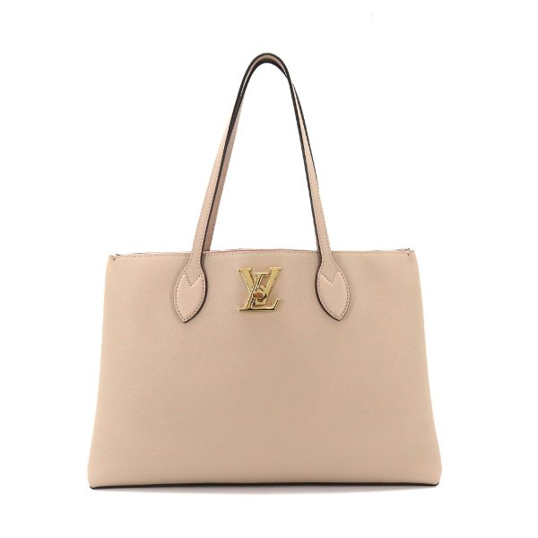 1 Louis Vuitton Lockme Shopper Tote Bag Leather Greige Gold Hardware