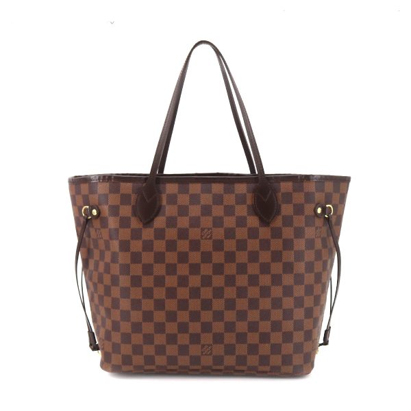 1 Louis Vuitton Damier Neverfull MM Tote Bag Ebene Cerise Brown Gold Hardware