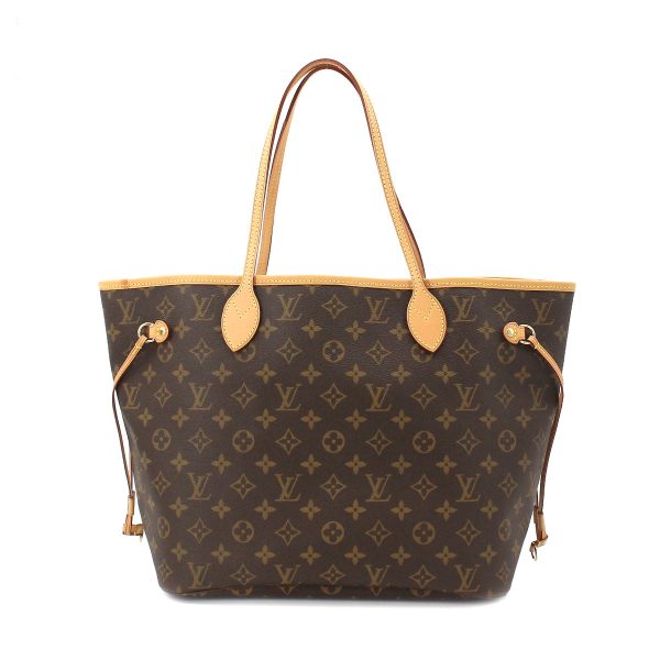 1 Louis Vuitton Monogram Neverfull MM Tote Bag Brown Beige