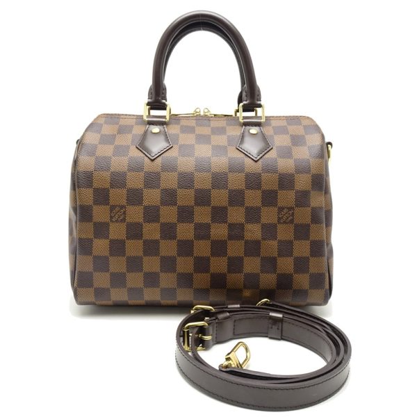 1 Louis Vuitton Damier Speedy Bandouliere 25 Ebene Boston Bag Brown