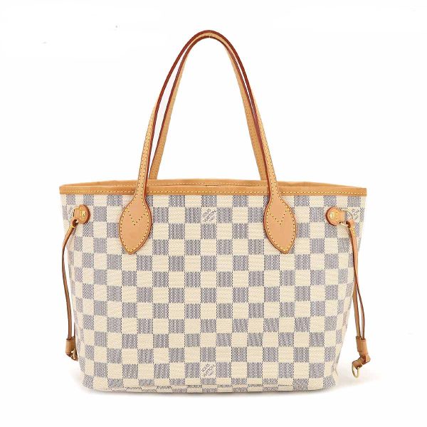 1 Louis Vuitton Damier Azur Neverfull PM Tote Bag White