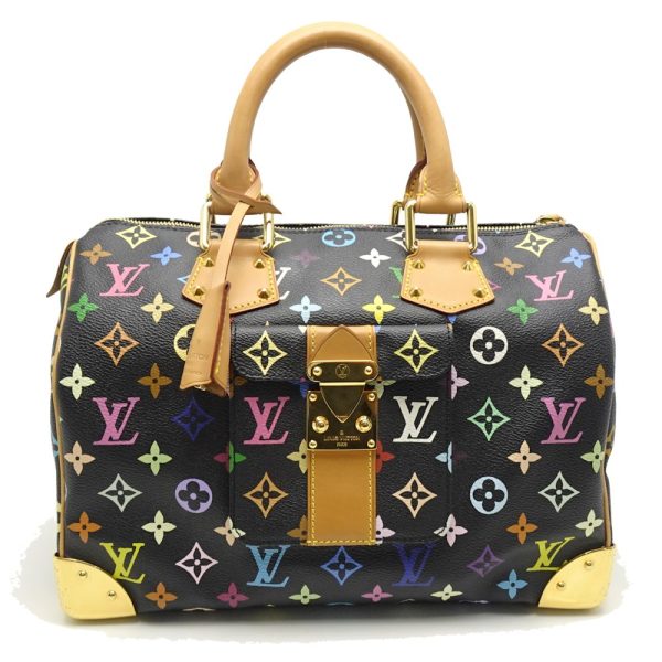 1 Louis Vuitton Multicolor Speedy 30 Noir Boston Bag Black