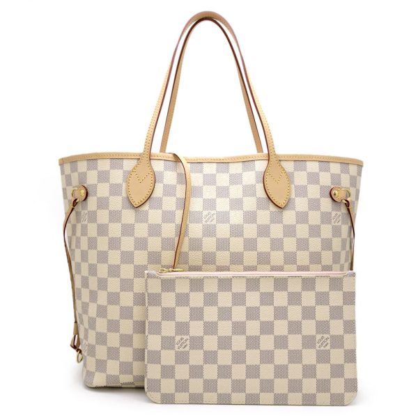 1 Louis Vuitton Damier Azur Neverfull MM Rose Ballerine Tote Bag