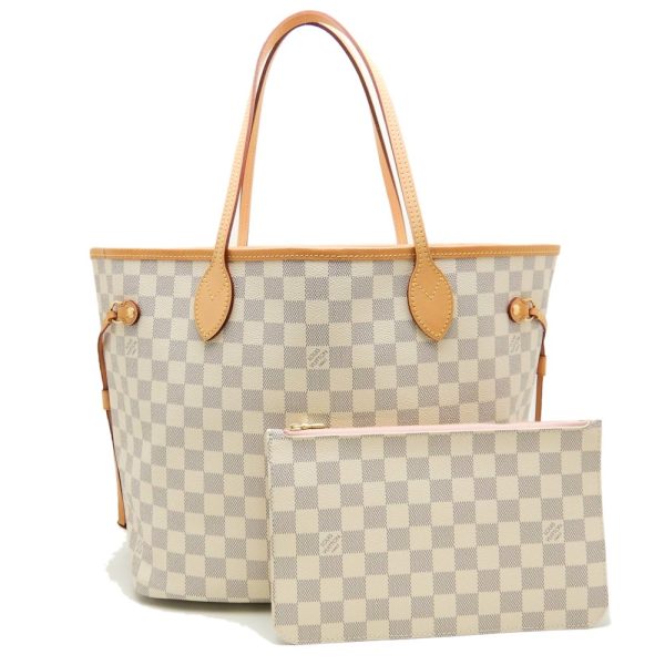 1 Louis Vuitton Damier Azur Neverfull MM Rose Ballerine Tote Bag