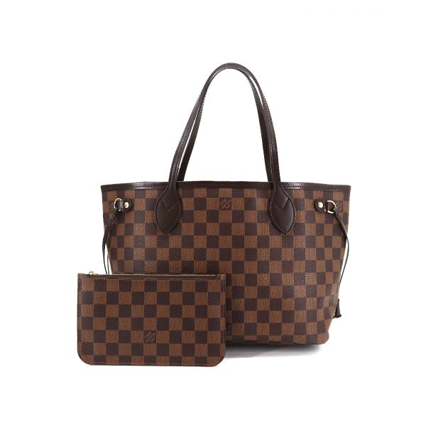 1 Louis Vuitton Damier Neverfull PM Tote Bag Brown Gold Hardware