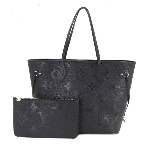 1 Louis Vuitton Monogram Emplant Neverfull MM Tote Bag Leather Noir Black