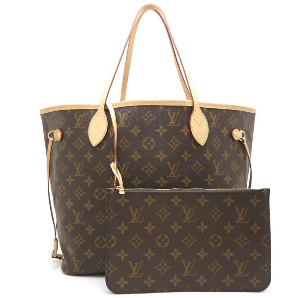 1 Louis Vuitton Monogram Neverfull MM Brown Beige Tote Bag