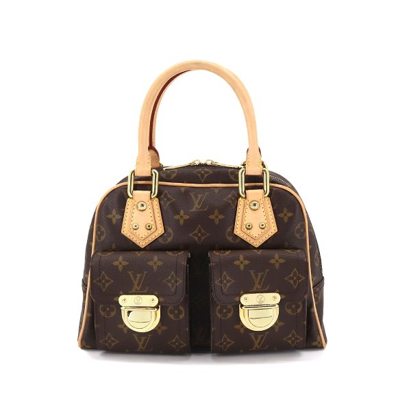 1 Louis Vuitton Monogram Manhattan PM Hand Bag Brown Gold Hardware