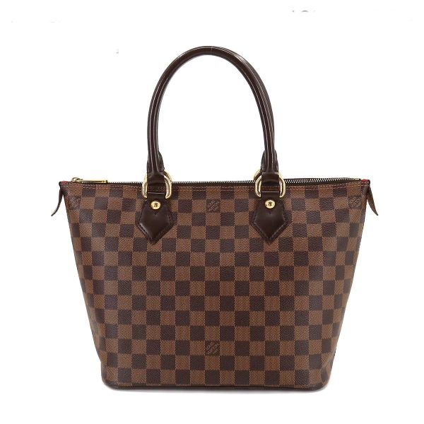 1 Louis Vuitton Damier Saleya PM Tote Bag Ebene Brown Gold Hardware