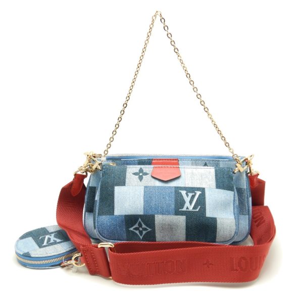 1 Louis Vuitton Denim Monogram Multi Pochette Accessoire Blue Red