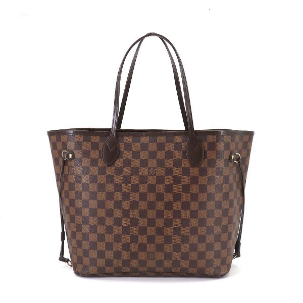 1 Louis Vuitton Damier Neverfull MM Tote Bag Ebene Series Brown Gold Metal Fittings