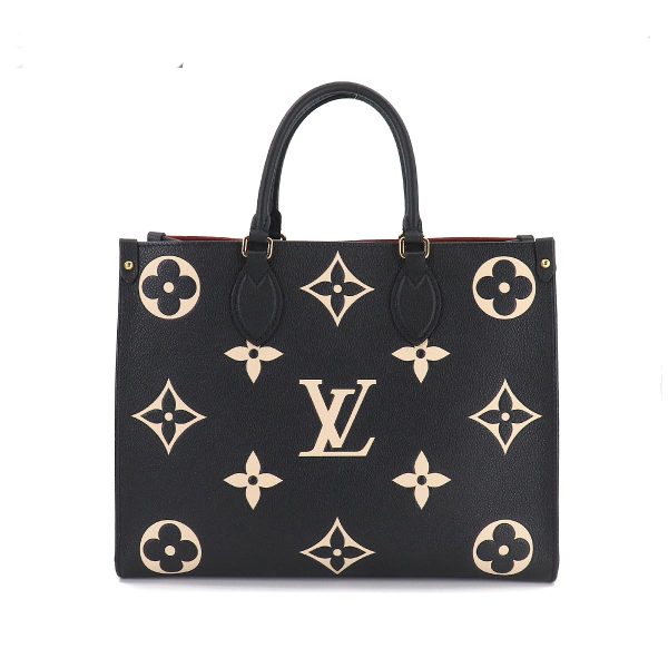 1 Louis Vuitton Monogram Implant On The Go MM 2 Way Tote Shoulder Bag Black Beige