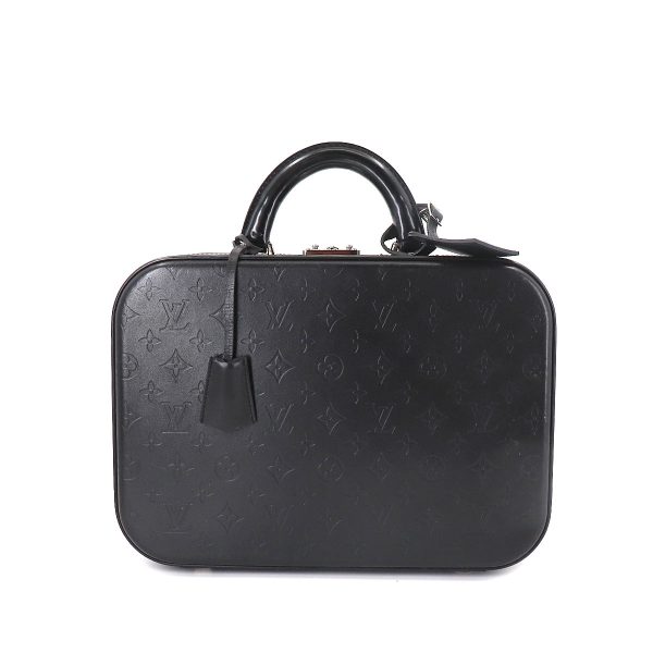 1 Louis Vuitton Monogram Glace Valisette MM Hand Bag Case Leather Noir