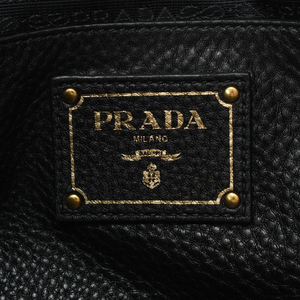 10 Prada Gold Metal Fittings Leather Tote Bag Black