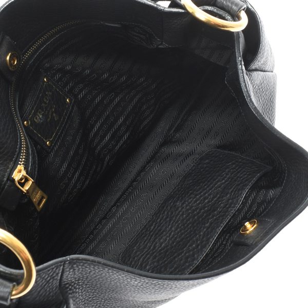 10 Prada Shoulder Bag Gold Hardware Leather Black