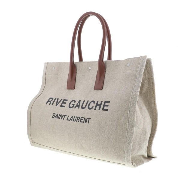 1240004026698 2 Saint Laurent Rive Gauche Canvas Leather Tote Bag