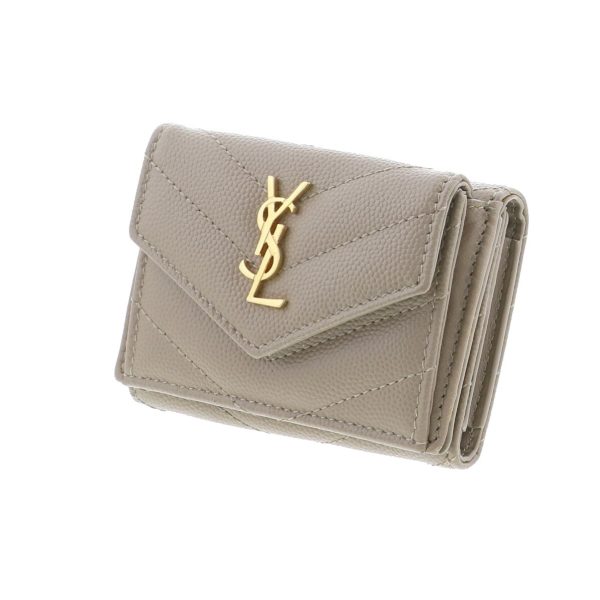 1240005023761 2 Saint Laurent Leather Trifold Tiny Wallet