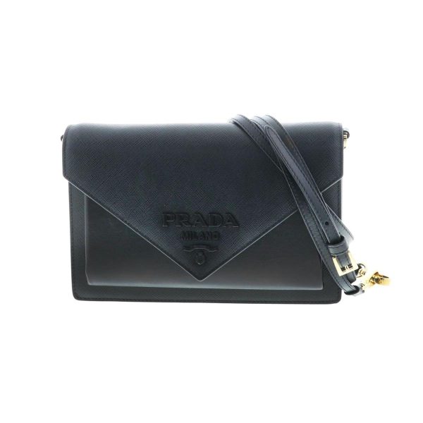 1240007020617 1 Prada Saffiano Leather Shoulder Bag Black