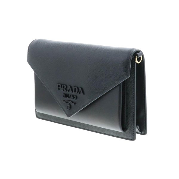 1240007020617 2 Prada Saffiano Leather Shoulder Bag Black