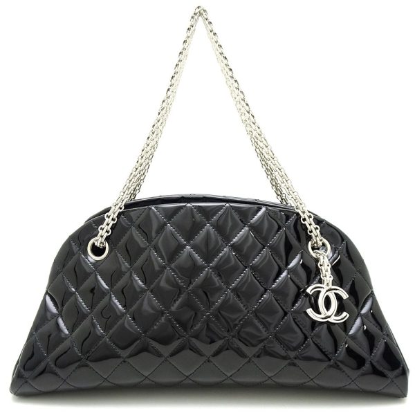 151028 10 Chanel Mademoiselle Bowling Bag Patent Leather Black