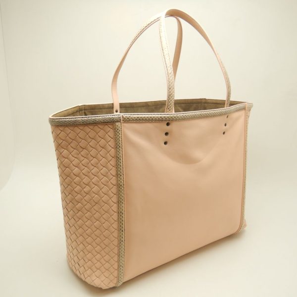 151535 2 Bottega Veneta Ayers Tote Bag Leather Salmon Pink