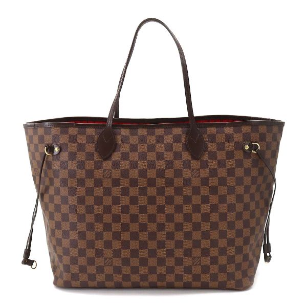 2 Louis Vuitton Damier Neverfull GM Tote Bag Ebene Series Gold Metal Fittings