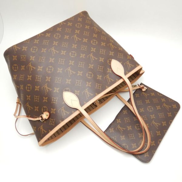 2 Louis Vuitton Monogram Neverfull MM Tote Bag Beige