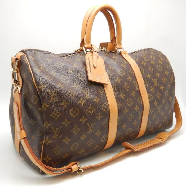 2 Louis Vuitton Monogram Keepall Bandouliere 45 Boston Bag Brown