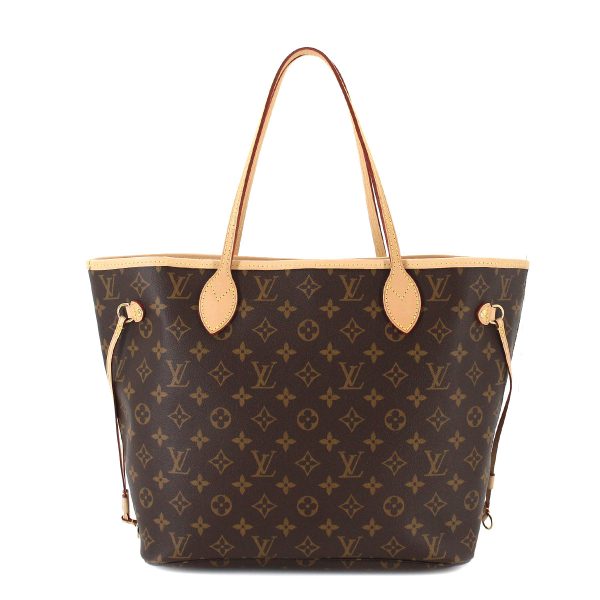 2 Louis Vuitton Monogram Neverfull MM Tote Bag Brown Gold Hardware