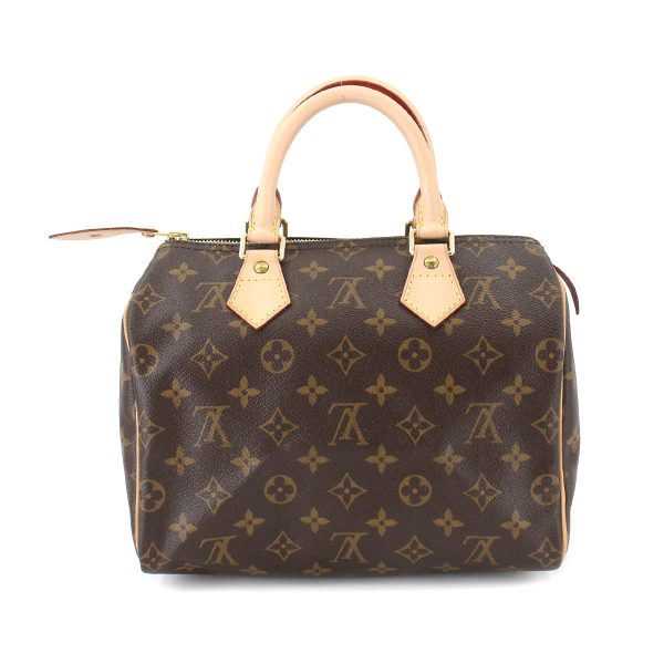 2 Louis Vuitton Monogram Speedy 25 Hand Bag Brown Gold Metal Fittings