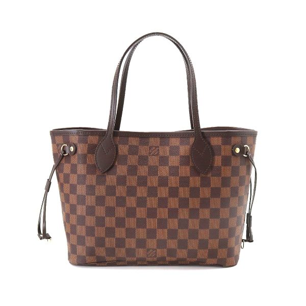 2 Louis Vuitton Damier Neverfull PM Tote Bag Brown Gold Hardware