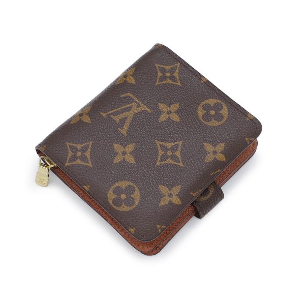 2 Louis Vuitton Compact Zip Bi fold Wallet Monogram Brown