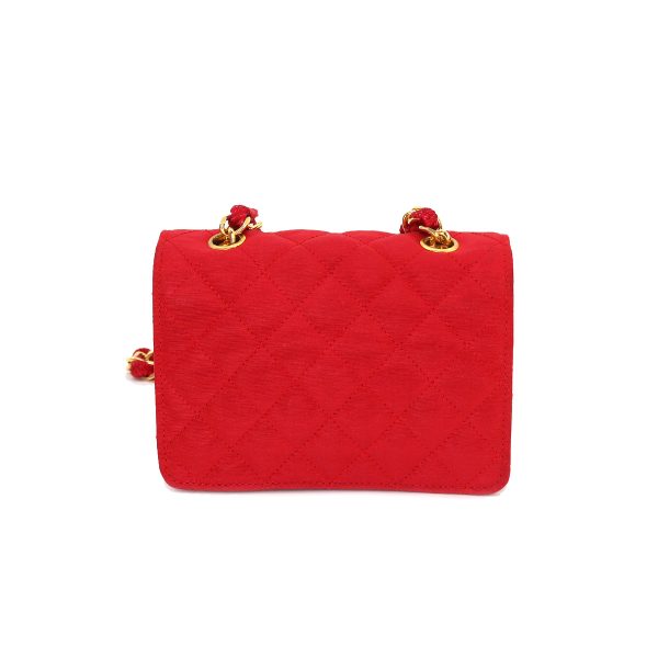 2 Chanel Mini Matelasse Chain Shoulder Bag Satin Red Gold Hardware