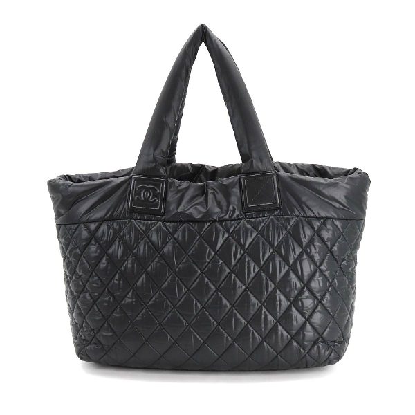 2 Chanel Coco Cocoon MM Medium Tote Bag Nylon Leather Black