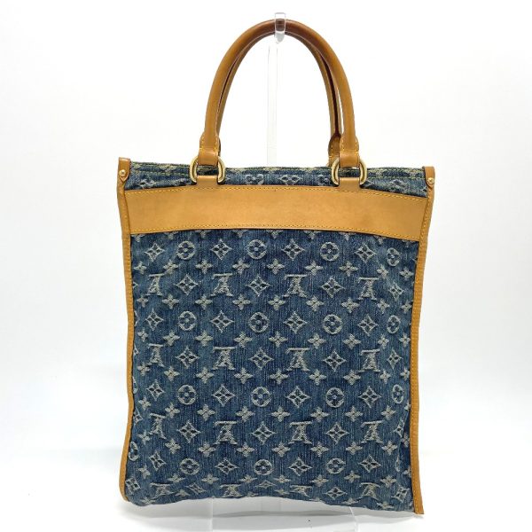 2 Louis Vuitton Monogram Denim Flat Shopper Tote Bag Blue