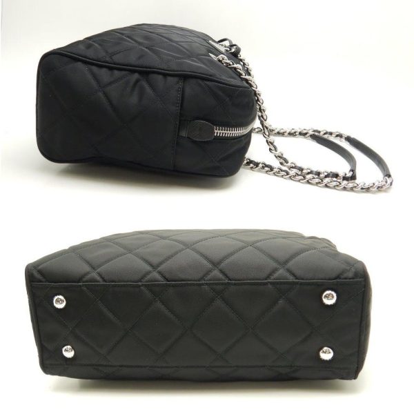 2 Prada Chain Tote Bag Quilted Taste Nylon Black