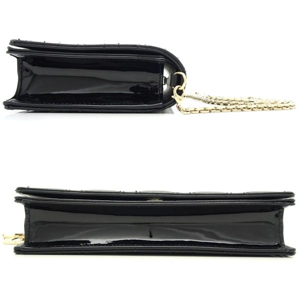 2 Christian Dior Chain Shoulder Bag Diagonal Cannage Black