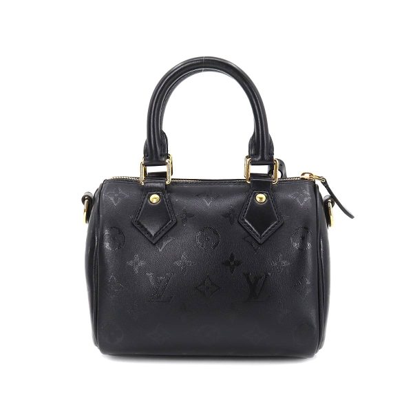 2 Louis Vuitton Speedy BB Empreinte Leather Chain Shoulder Bag Black