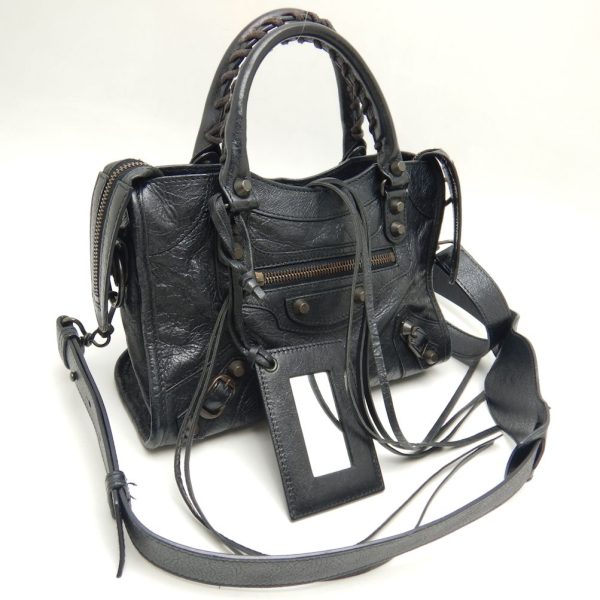 2 Balenciaga Classic Mini City Handbag 2way Lambskin Black