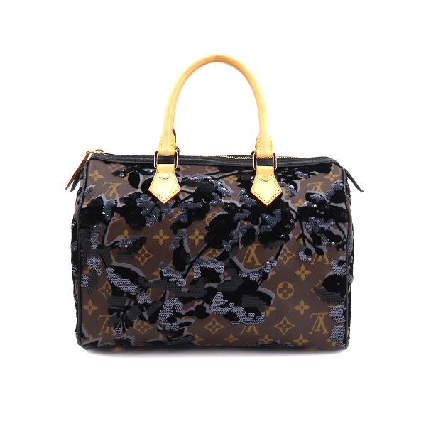 2 Louis Vuitton Monogram Fleur De Gees Speedy 30 Hand Bag Sequin Brown