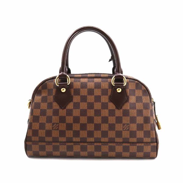 2 Louis Vuitton Damier Duomo Hand Bag Ebene Gold Metal Fittings