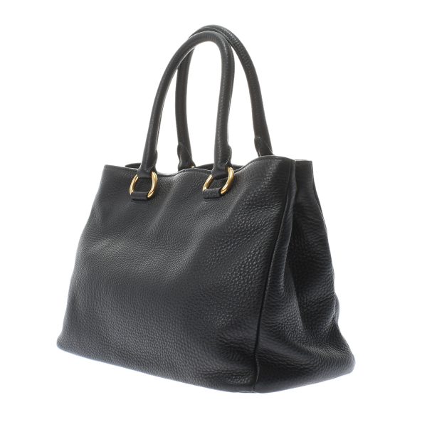 2 Prada Gold Metal Fittings Leather Tote Bag Black