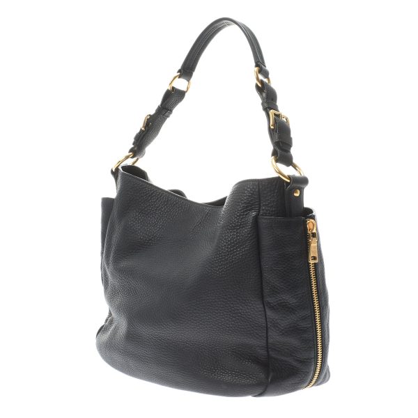 2 Prada Shoulder Bag Gold Hardware Leather Black