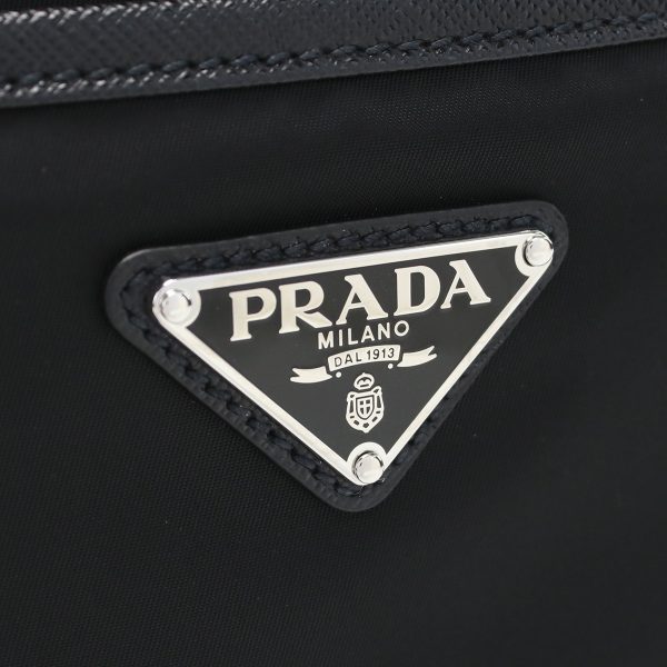 2 Prada Renylon Saffiano Pouch Triangle Logo Black